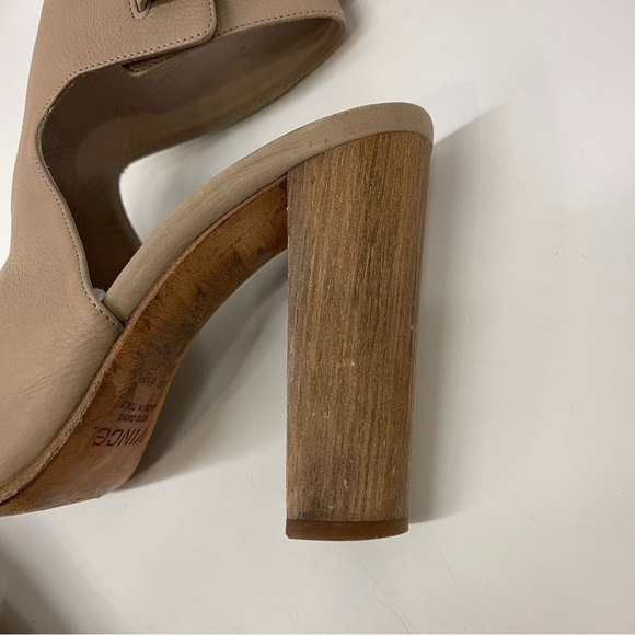 Vince Addie Taupe Tan Nude Buckle Open Toe Leather Heels 9.5 - Picture 8 of 14